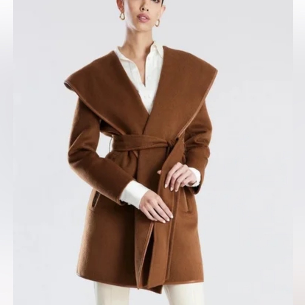 Bcbg violet hooded wrap coat